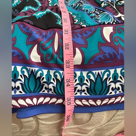 Hale Bob S Jersey Dress Faux Leather V Neck Purple Blue Turquoise NWT - Picture 10 of 16